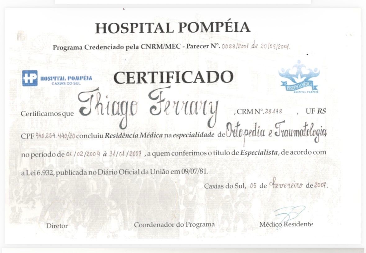 Doctor's credential certificate 2