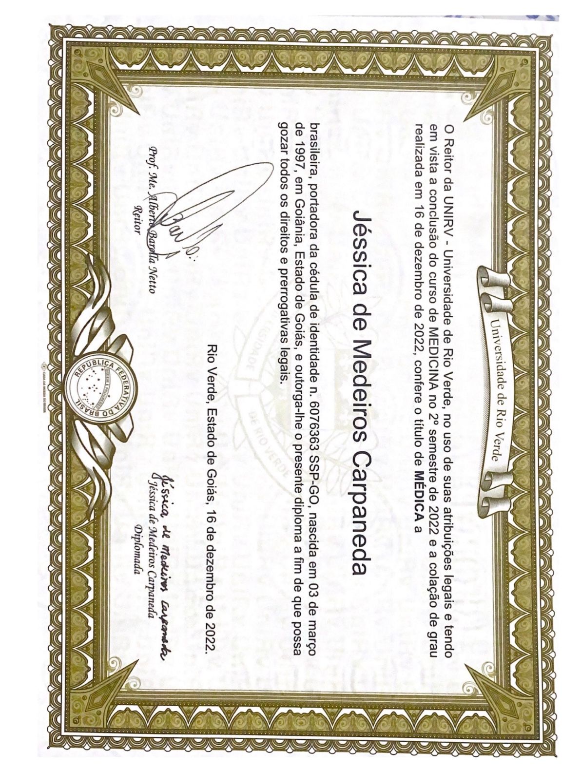 Doctor's credential certificate 1