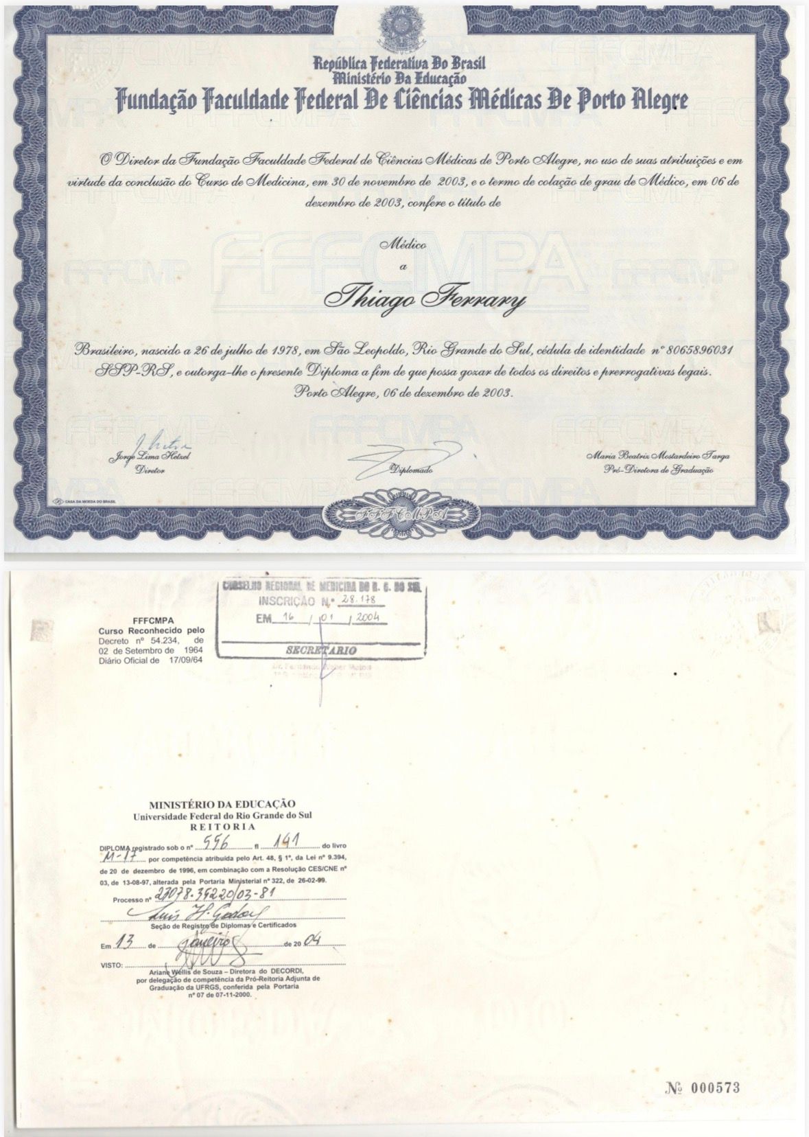 Doctor's credential certificate 4