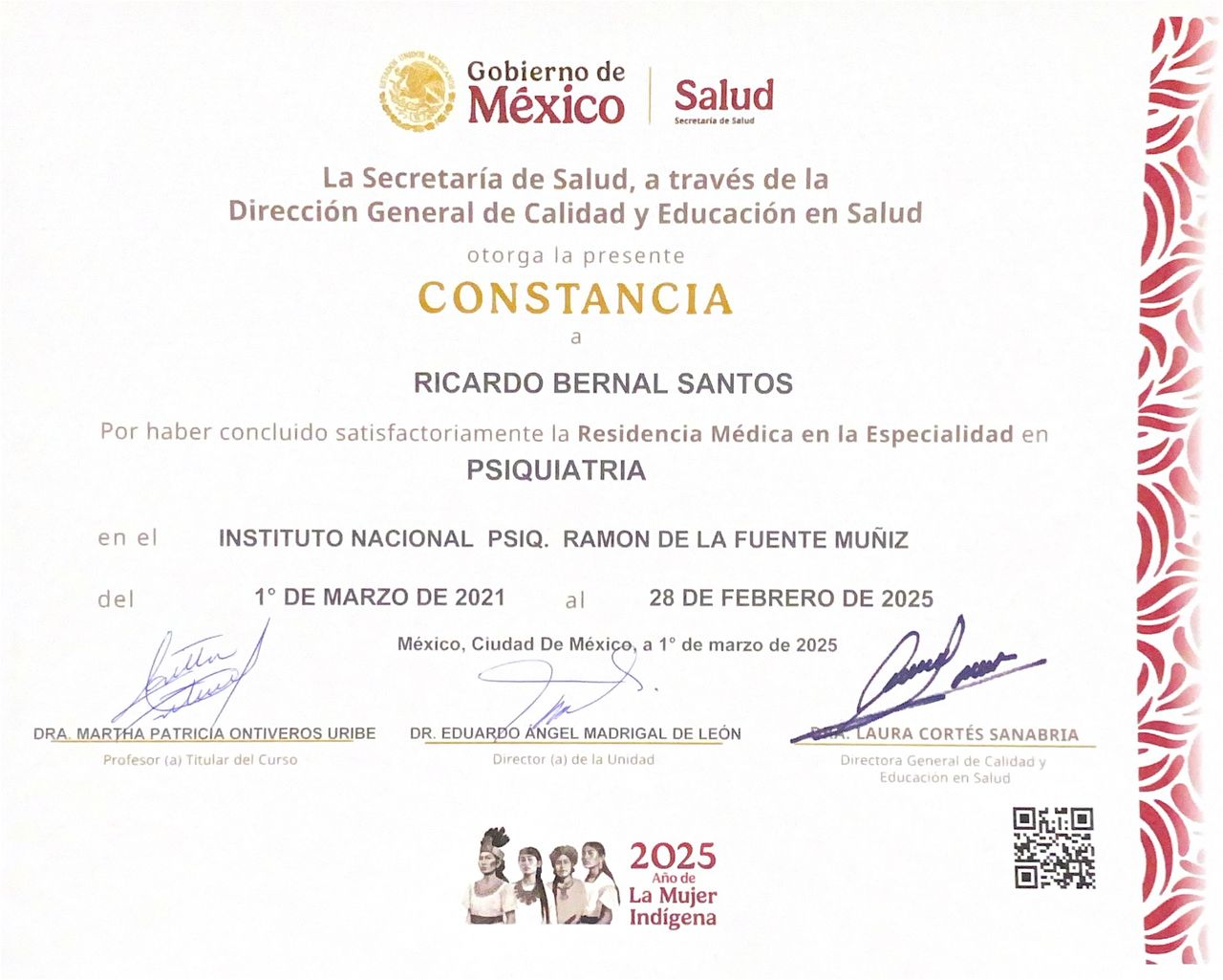 Doctor's credential certificate 1