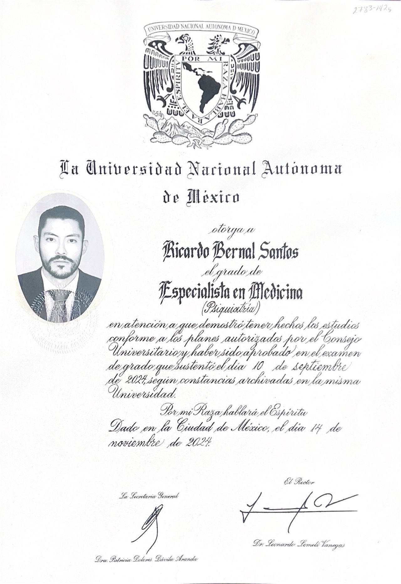 Doctor's credential certificate 3