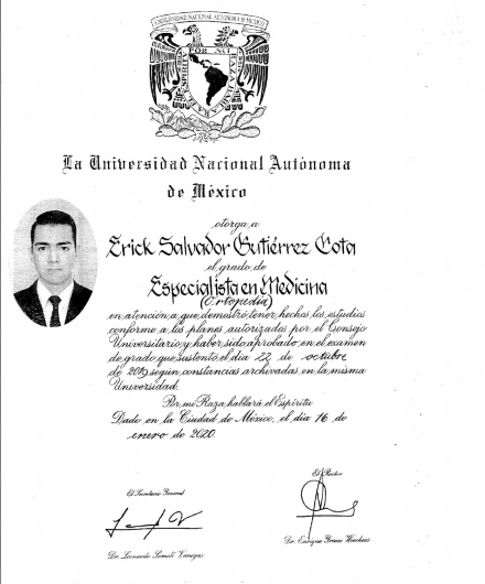 Doctor's credential certificate 1