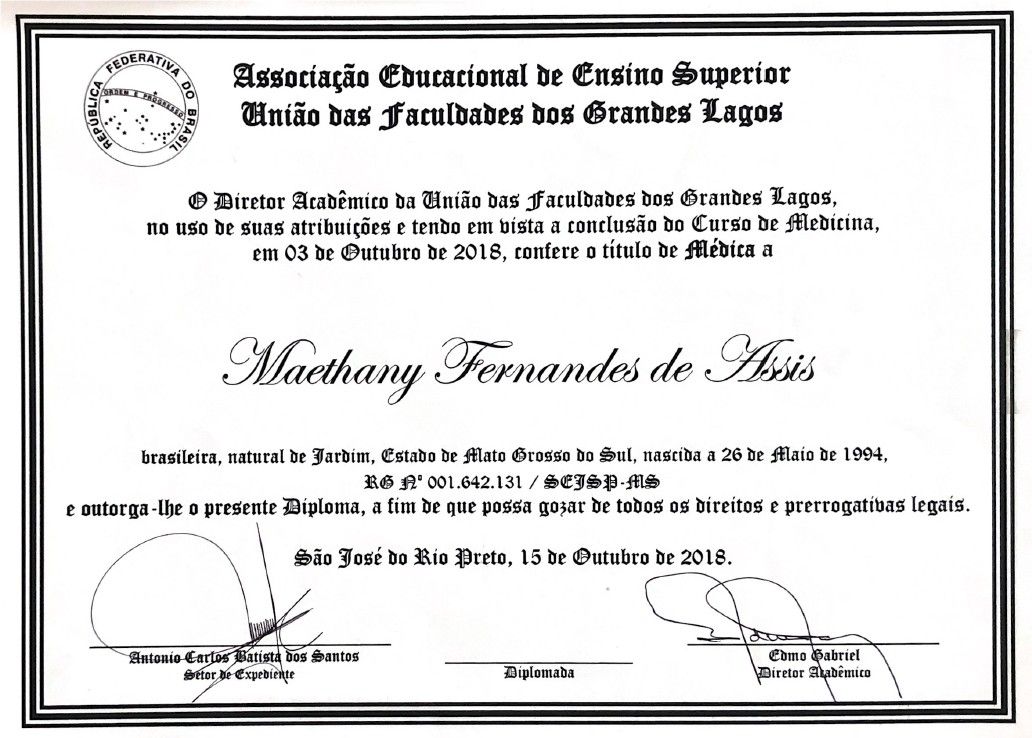 Doctor's credential certificate 1
