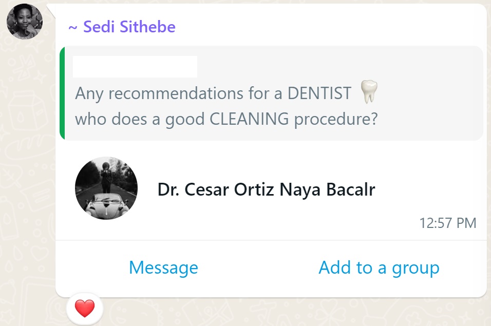 Recommendation screenshot