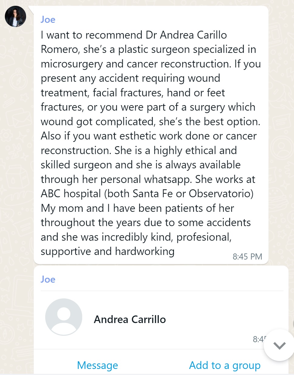 Recommendation screenshot