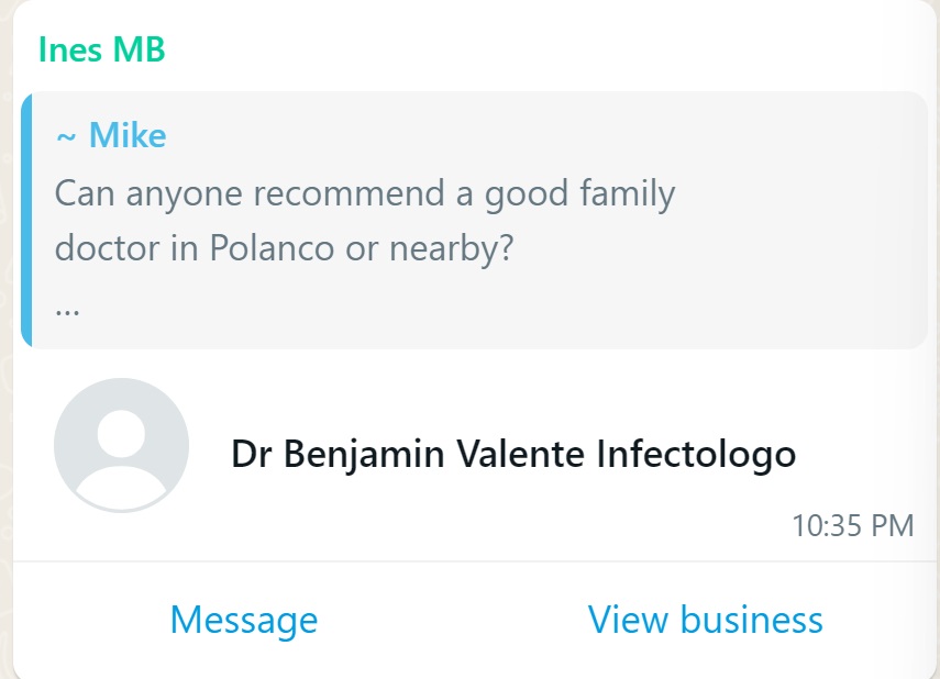 Recommendation screenshot