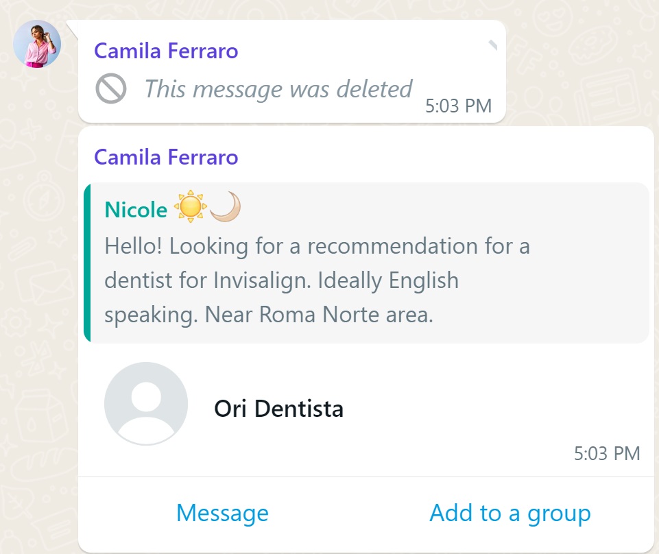Recommendation screenshot