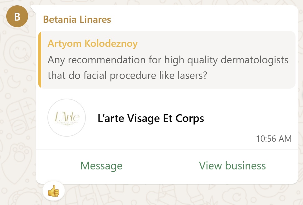 Recommendation screenshot