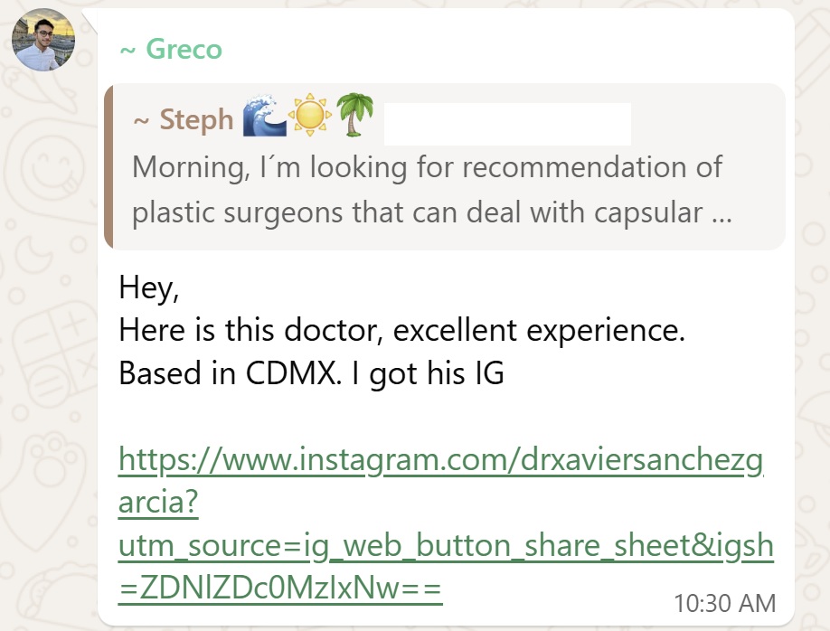 Recommendation screenshot